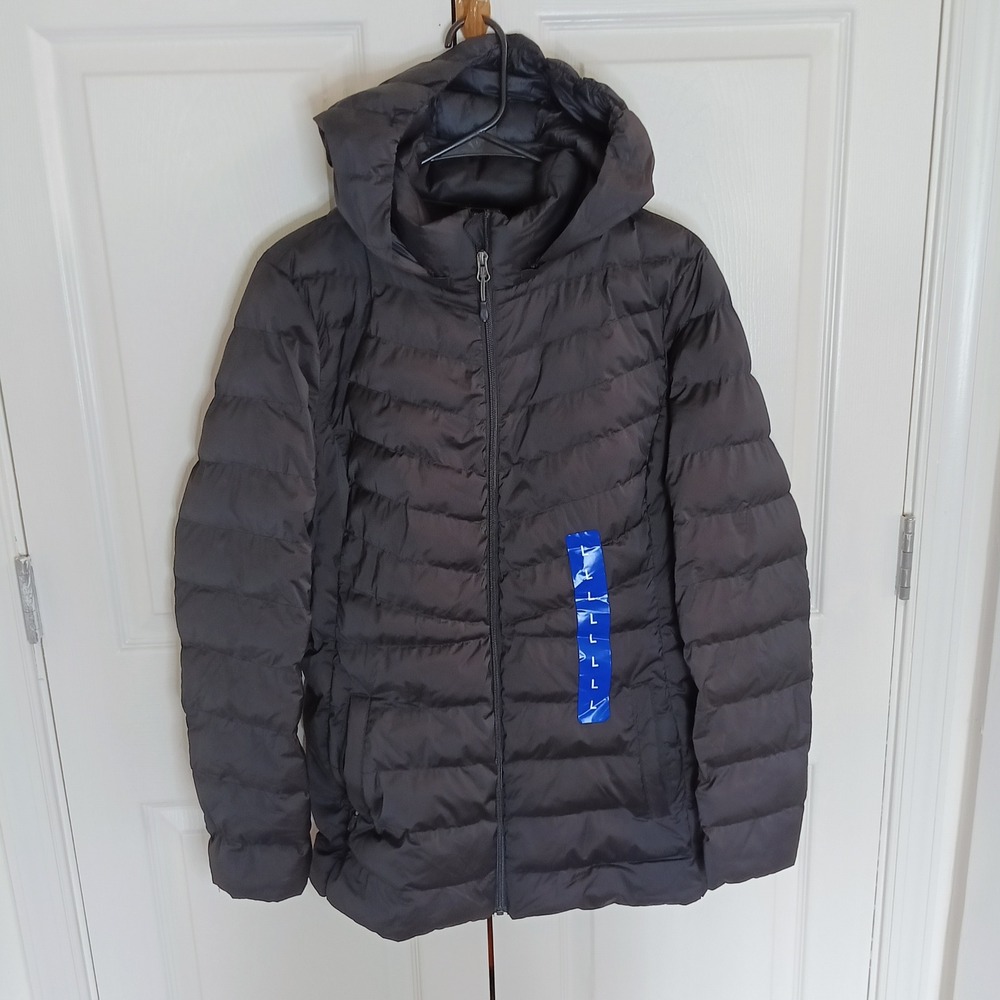 32 Degrees Heat Puffer Jacket Womens L Black Like New Quilted Hooded Zip Up